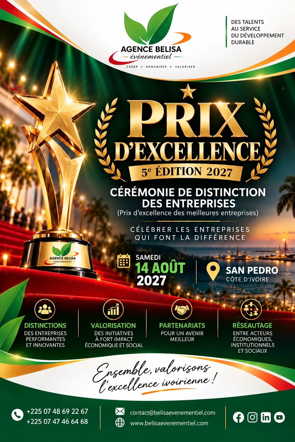 5ᵉ édition de la Cérémonie de distinction des entreprises : rendez-vous le 14 août 2027 à San-Pédro